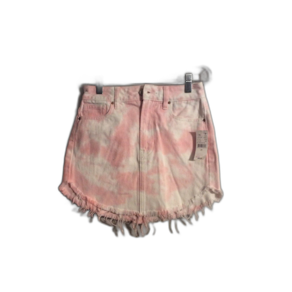 New NWT PacSun Pink Bleached Look Frayed Hem Mini Skirt Size 23
